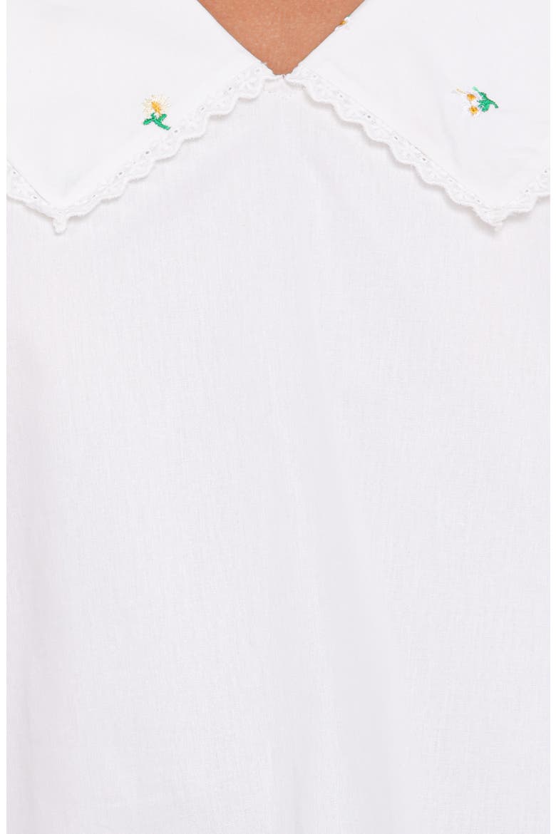 Kenna Embroidered Collared Cotton Poplin Top, Alternate, color, WHITE FLORAL