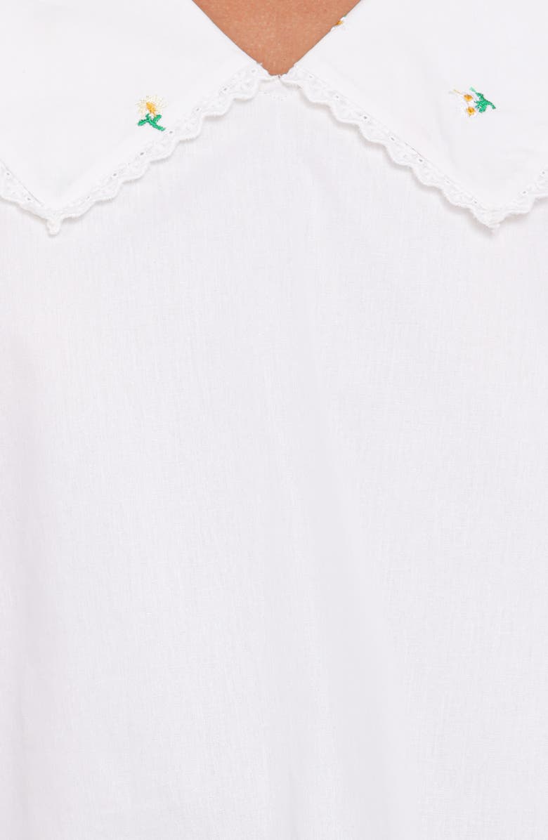 Petal & Pup Kenna Embroidered Collared Cotton Poplin Top, Alternate, color, White Floral