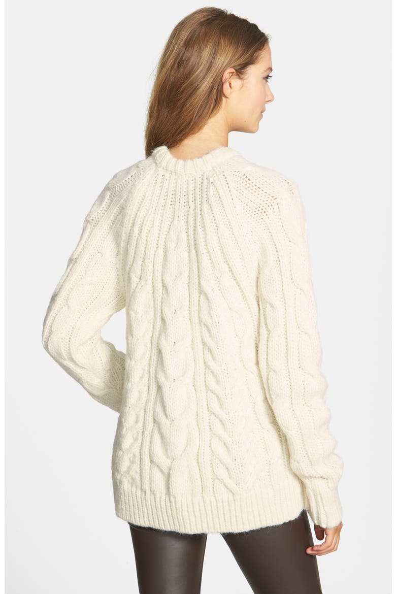 Cable Knit Sweater, Alternate, color, CREAM