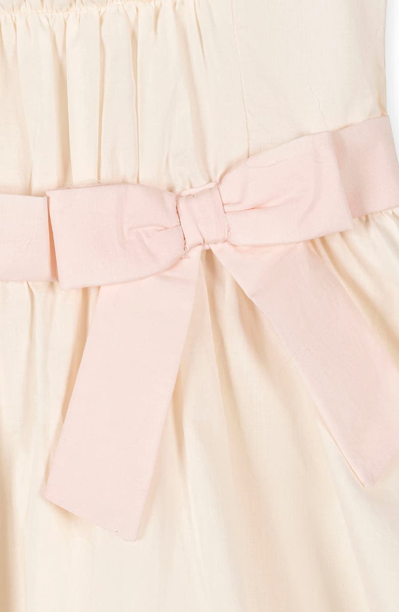 Hope & Henry Kids' Organic Puff Sleeve Tiered Party Dress, Alternate, color, Natural With Pink