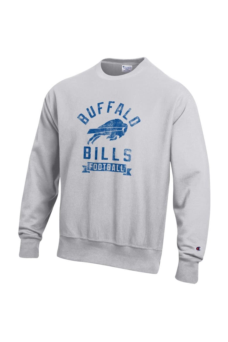 Men's Champion  Heather Gray Buffalo Bills Reverse Weave Fleece Pullover Sweatshirt, Alternate, color, Heather Gray