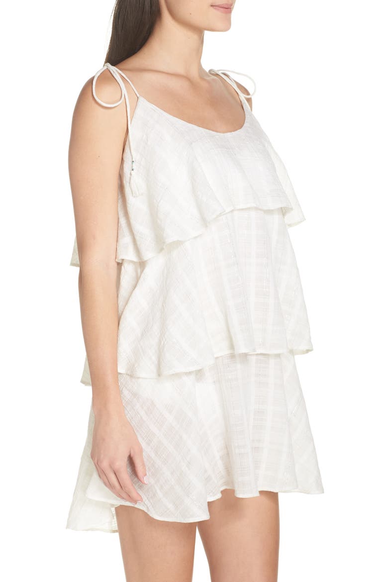 Mariah Ruffled Cover-Up Dress, Alternate, color, WHITE-SILVER