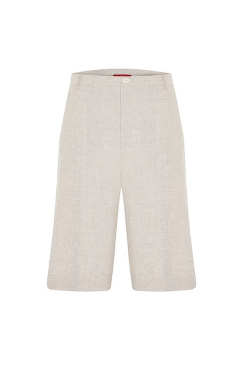 Daydreamers Linen Look Stitch Detail Shorts