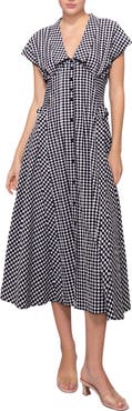 MELLODAY Gingham Smocked Waist Maxi Dress