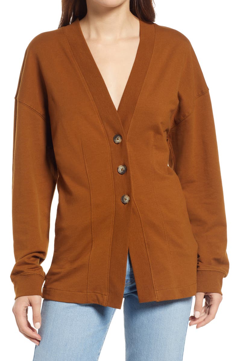 Open Edit Sweatshirt Cardigan, Main, color,