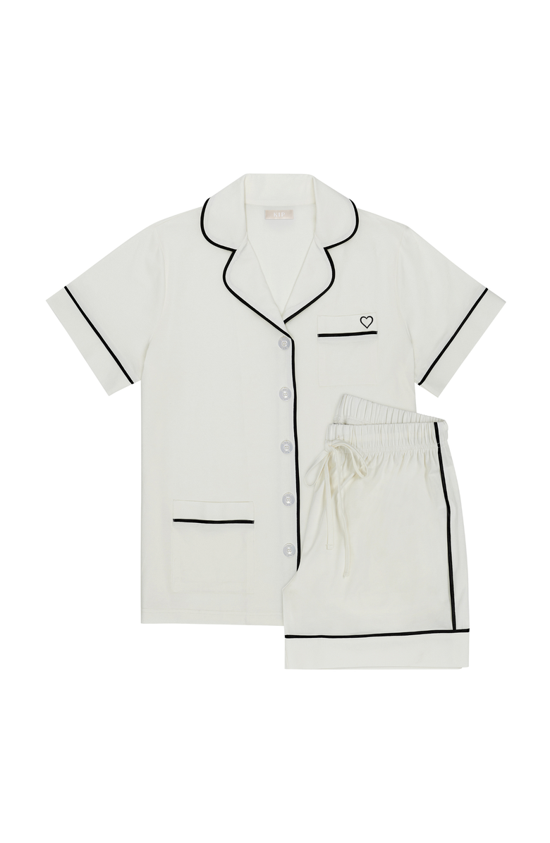 KIP Heart Embroidered Stretch Short Pajama Set, Alternate, color, 