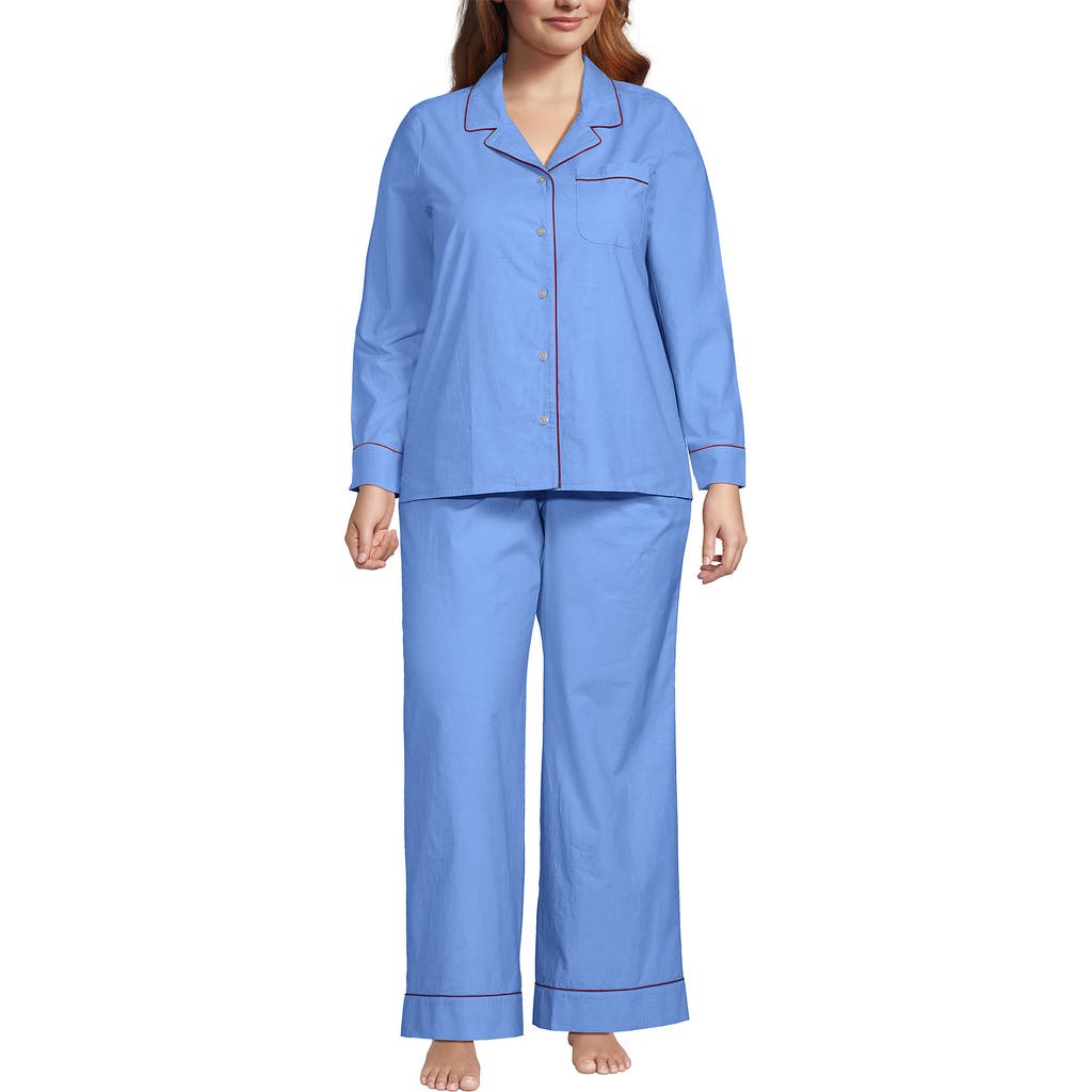 LANDS' END LANDS' END COTTON POPLIN 2 PIECE PAJAMA SET