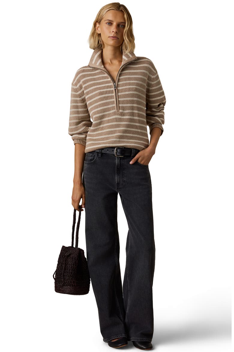 Northshore Quarter Zip Sweater, Alternate, color, OATMEAL STRIPE