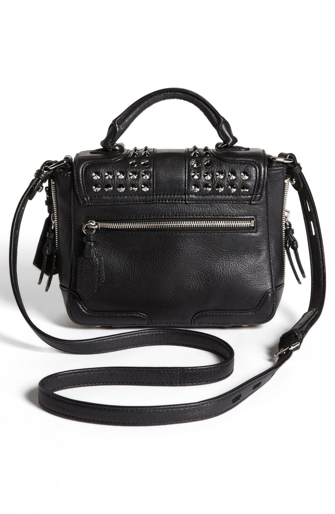 'Elle Mini with Studs' Crossbody Bag, Alternate, color, BLACK