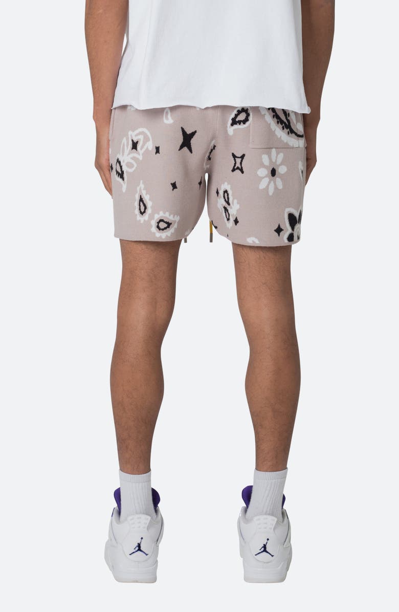 mnml Paisley Jacquard Knit Shorts, Alternate, color, Taupe