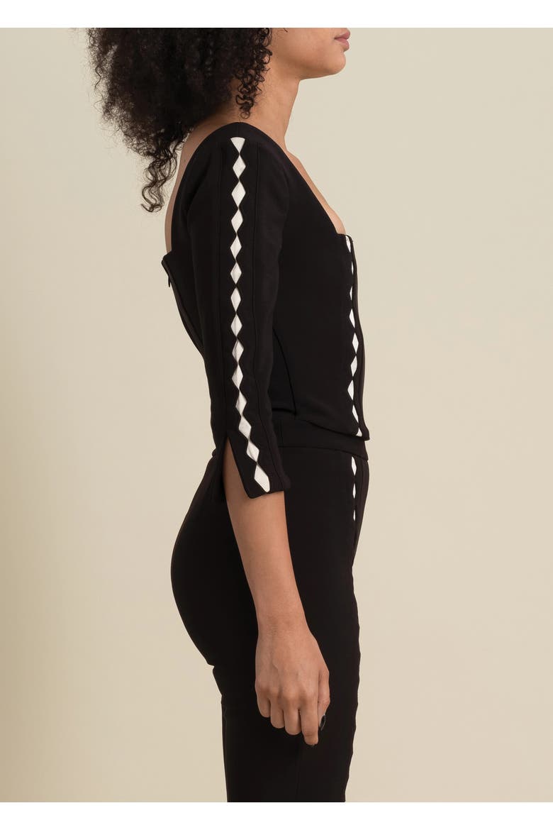 Leo Structured Sateen Cutout Top, Alternate, color, Black Champagne
