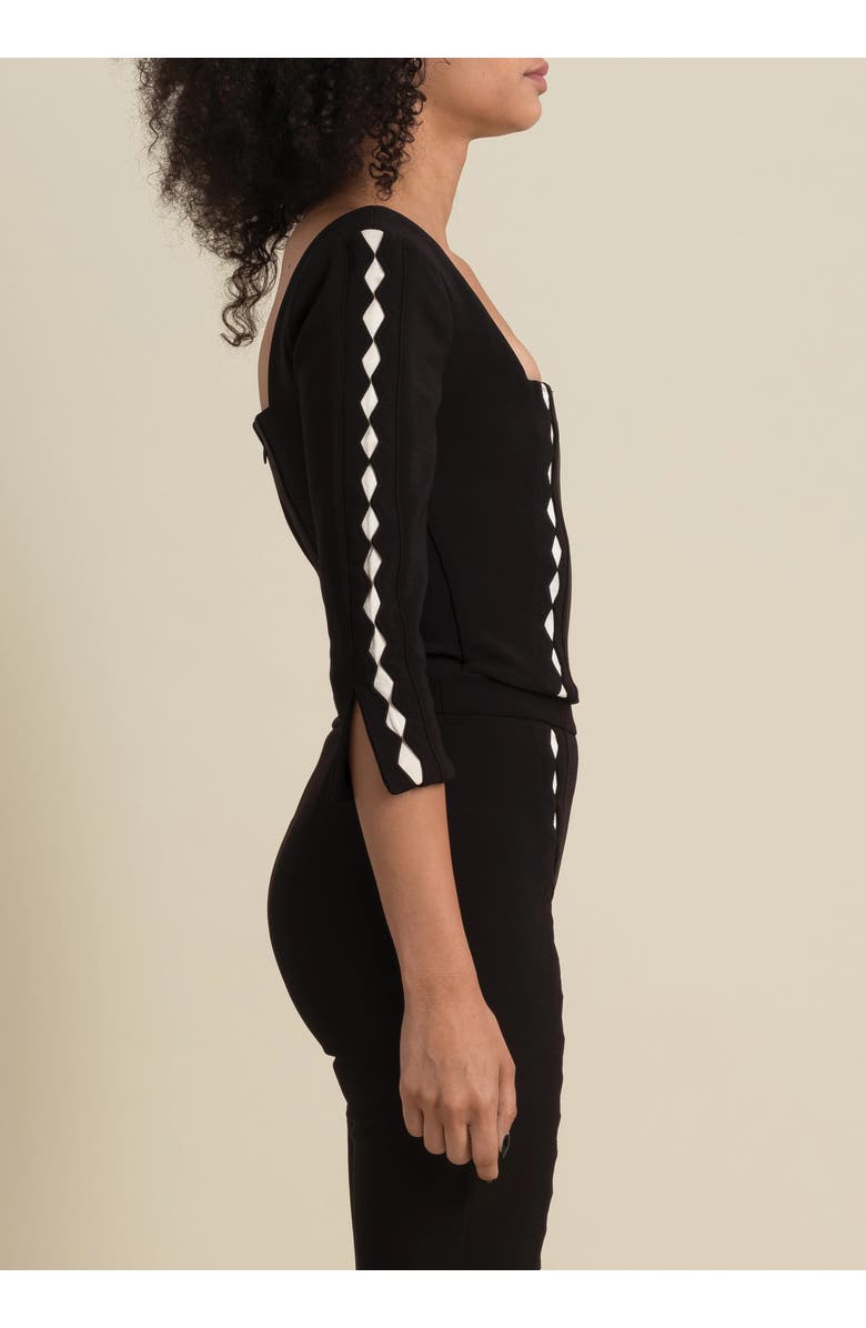 Contessa Mills Leo Structured Sateen Cutout Top, Alternate, color, Black Champagne