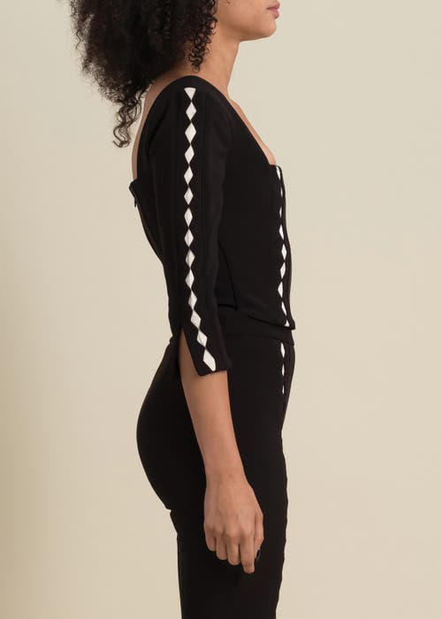 Contessa Mills Leo Structured Sateen Cutout Top In Black