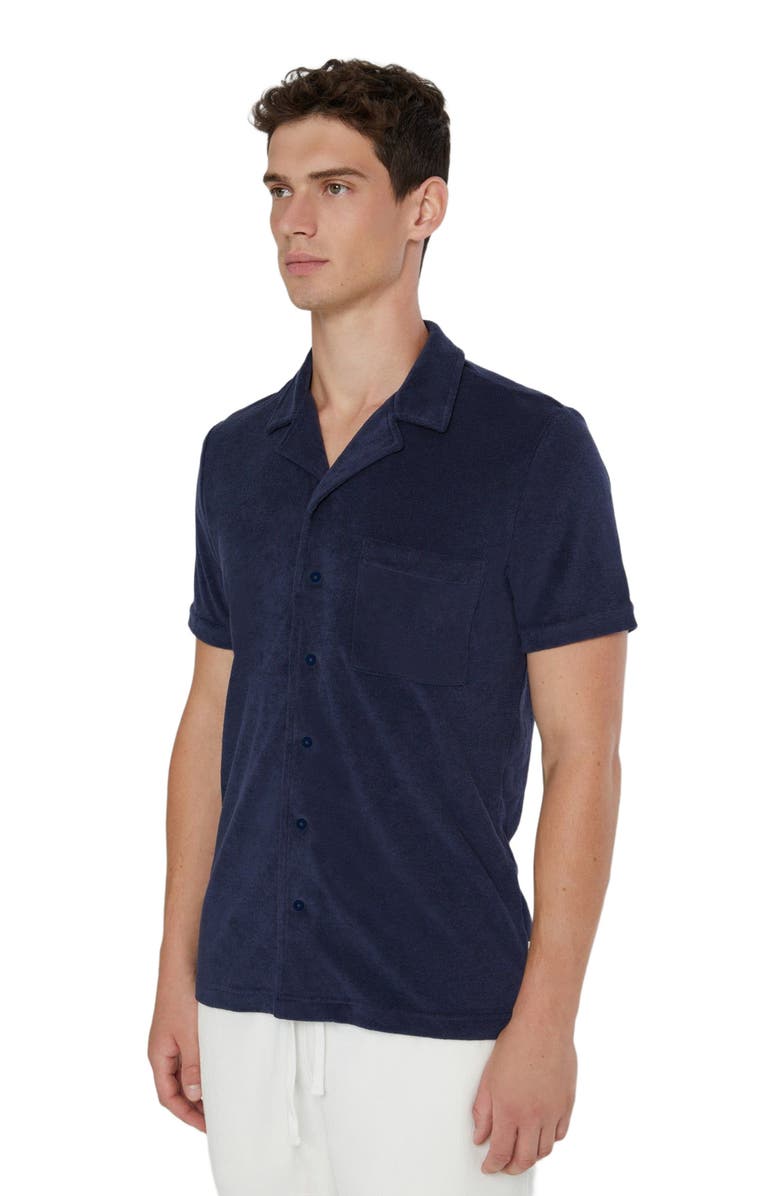 Onia Towel Terry Camp Shirt, Alternate, color, Deep Navy