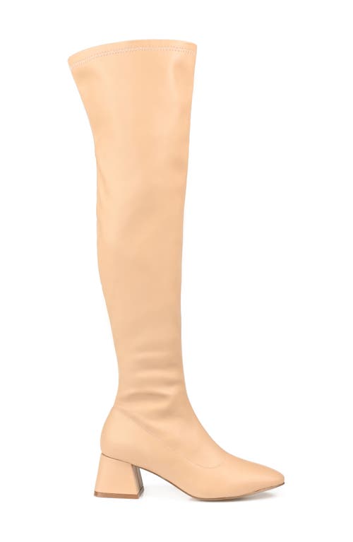 Journee Collection Melika Tall Ruched Shaft Vegan Leather Boot In Tan