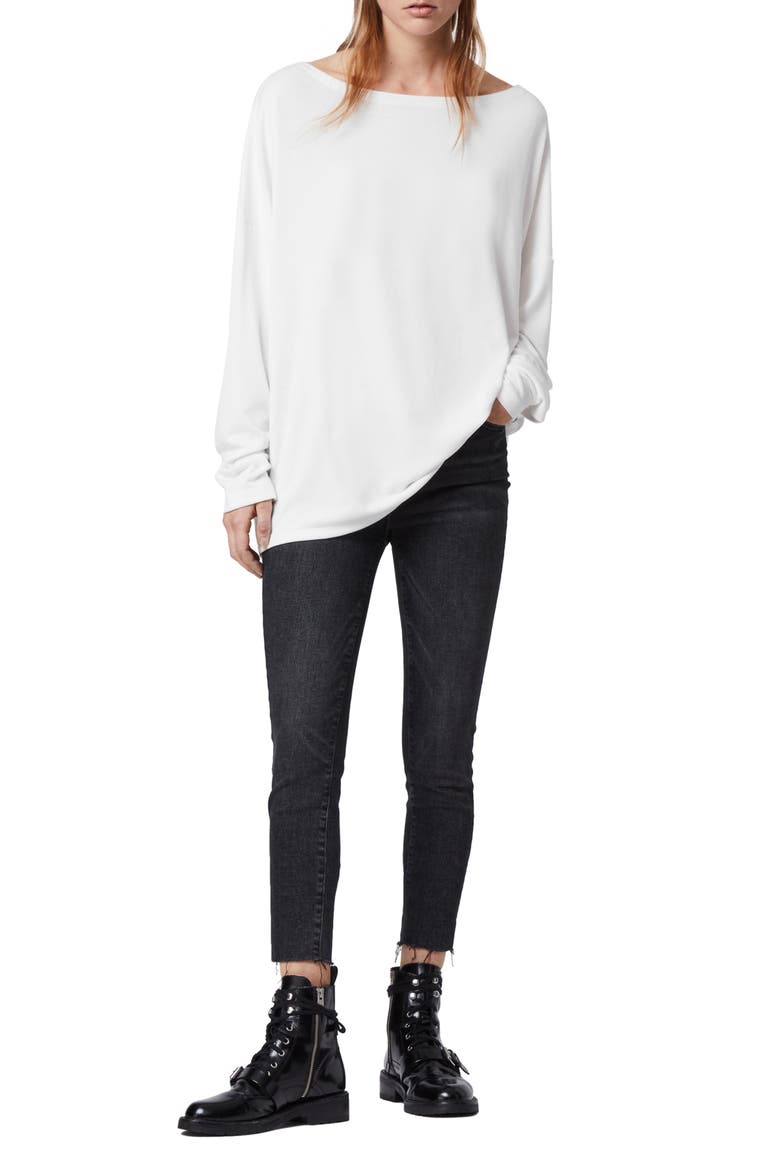 Rita Boatneck Long Sleeve Oversize T-Shirt, Alternate, color, WHITE