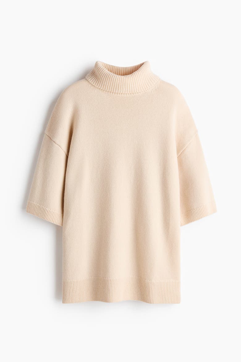 Roll-neck Wool Jumper, Alternate, color, Light beige