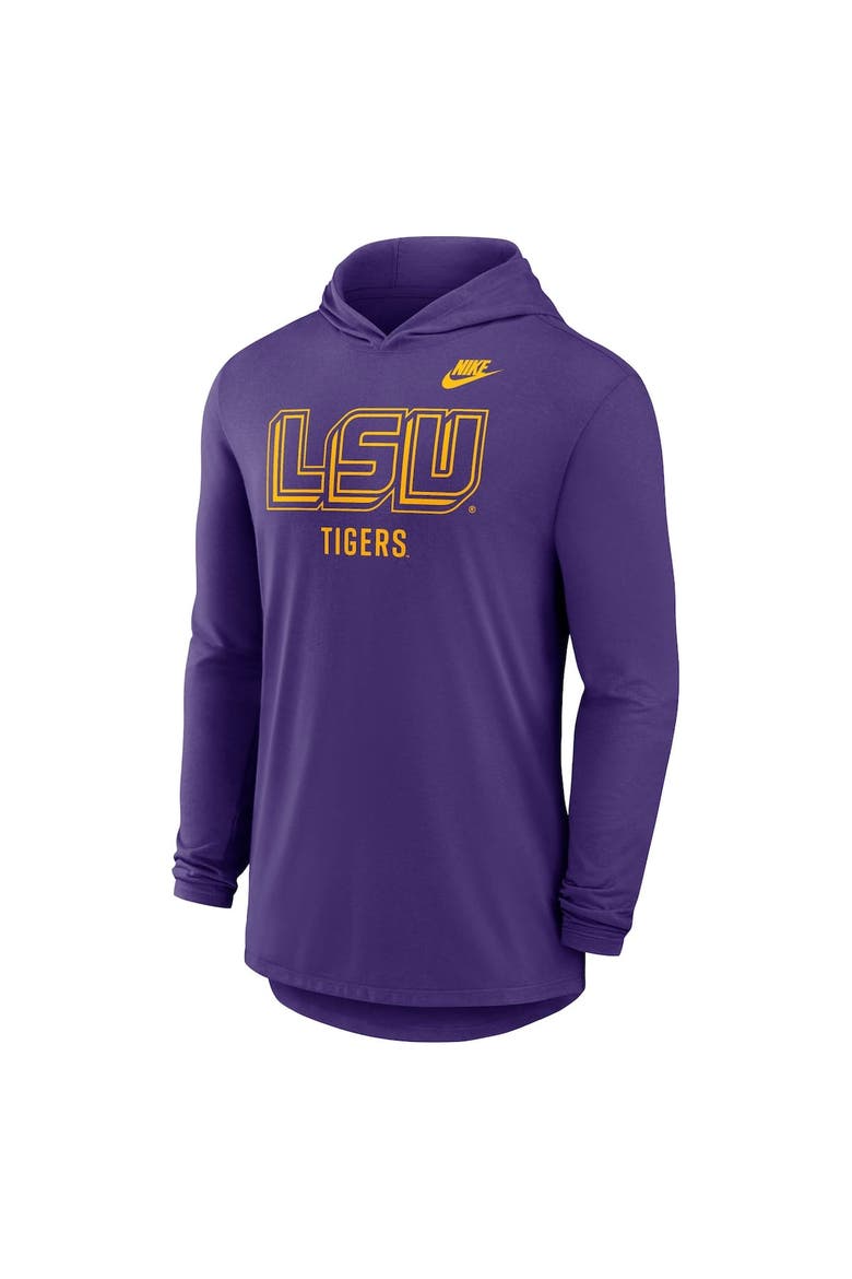 Men's Nike Purple LSU Tigers Legacy Tri-Blend Dri-FIT Long Sleeve Hoodie T-Shirt, Alternate, color, Purple