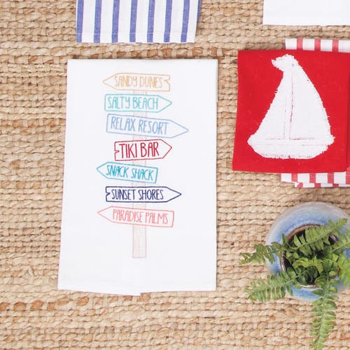 C & F Home C&f Home Beach Direction Sign Kitchen And Bathroom Embroidered Hand Towel In Blue