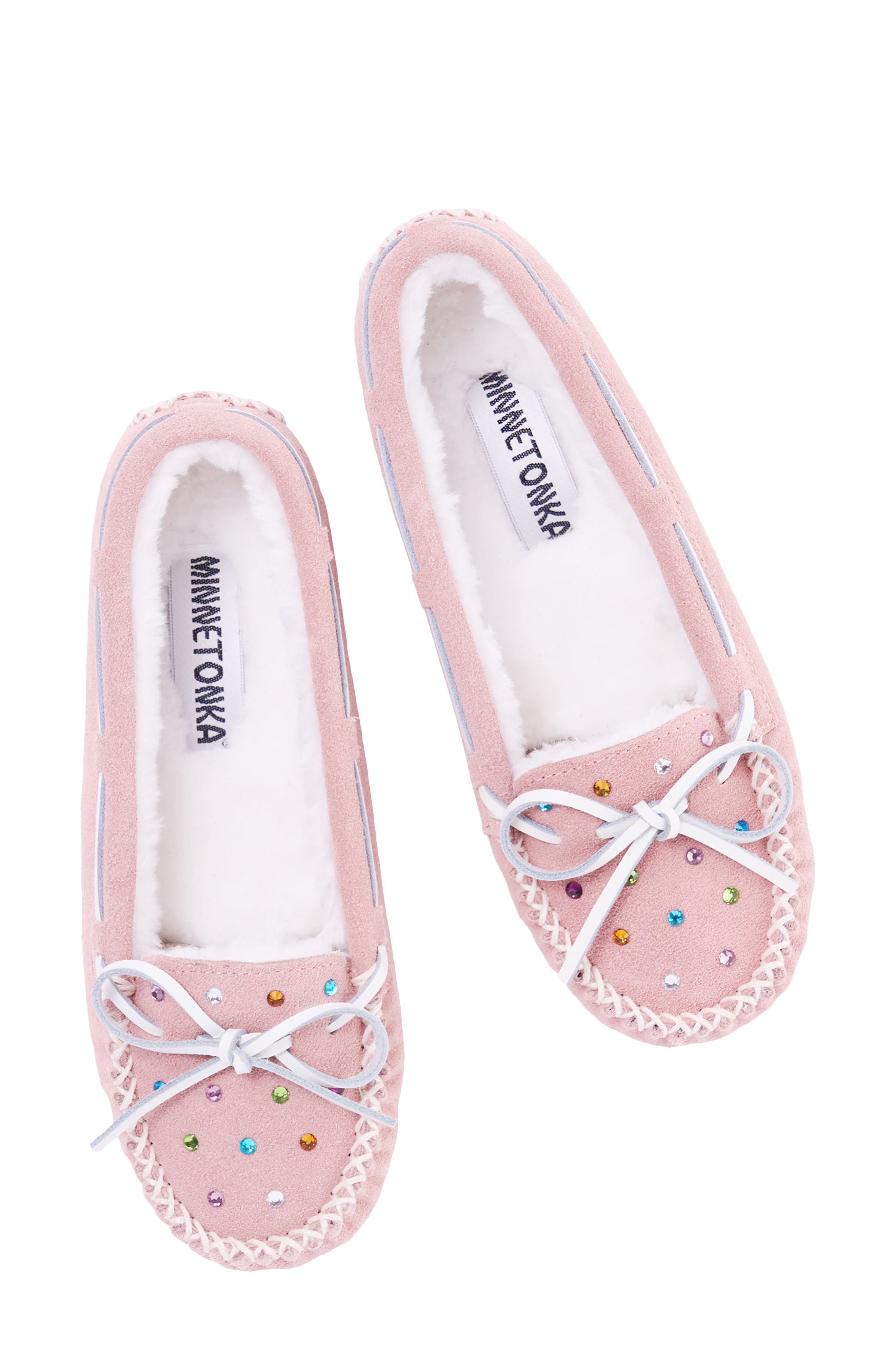 Cally Rhinestone Faux Fur Lined Slipper, Alternate, color, BLUSH