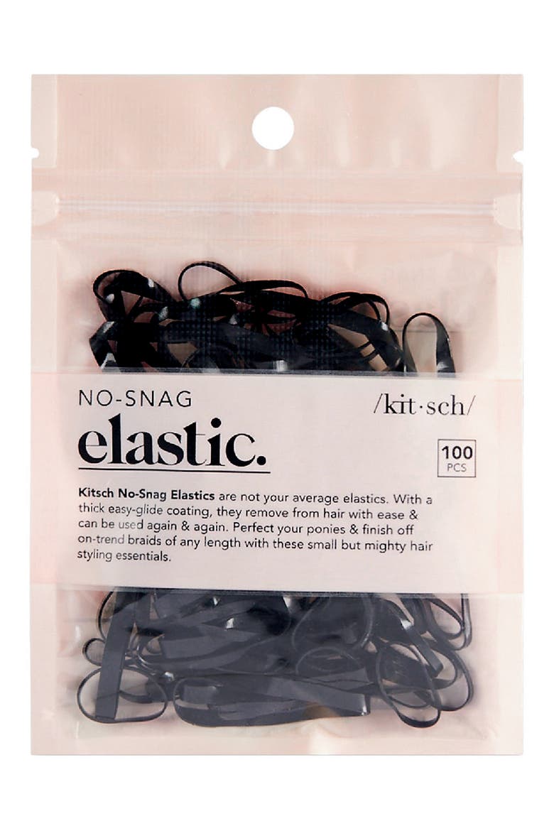 100-Pack No-Snag Hair Elastics, Main, color, BLACK