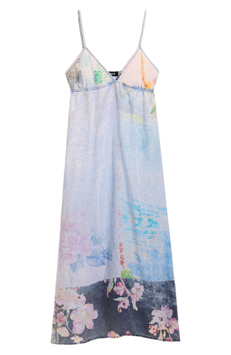 Desigual Floral Print Denim Dress, Alternate, color, 