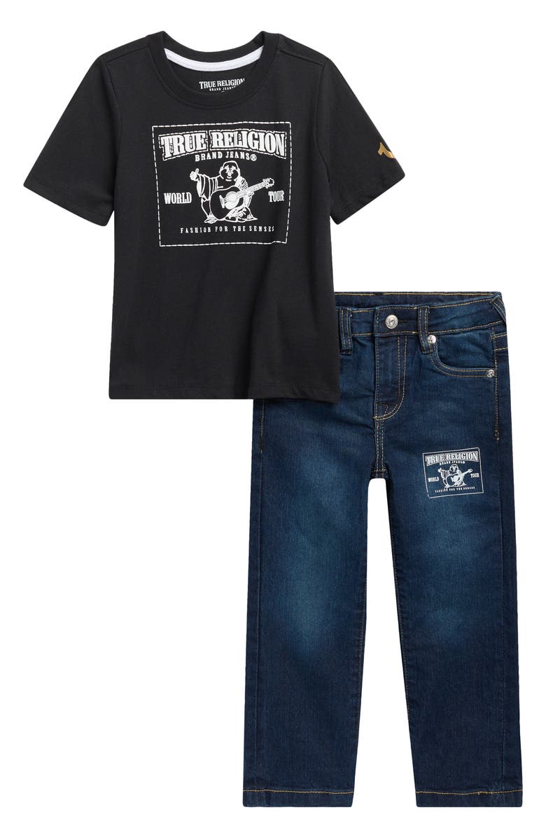 True Religion Buddha Graphic T-Shirt & Jeans Set, Main, color, Black