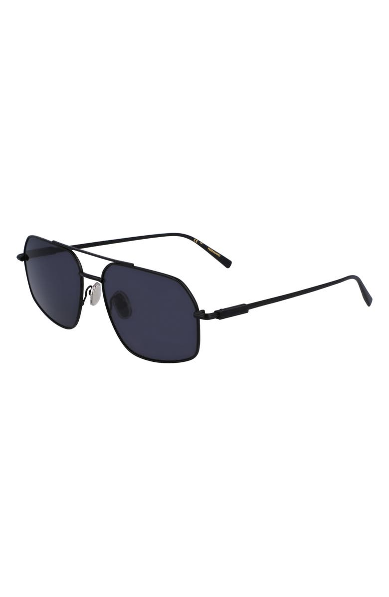 FERRAGAMO Prisma 58mm Navigator Sunglasses, Alternate, color, Matte Black