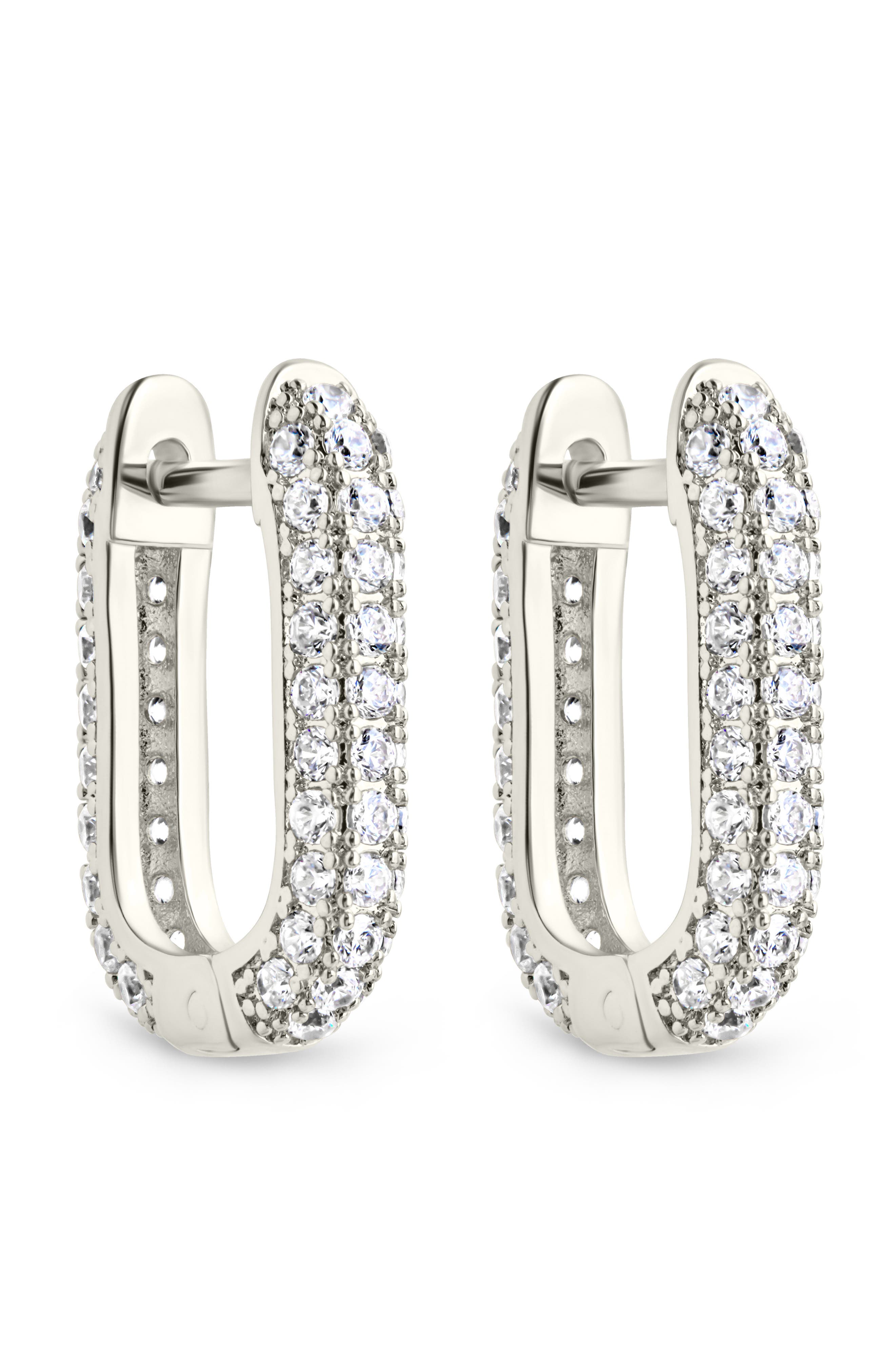 Francesca Cubic Zirconia Rectangular Hoop Earrings