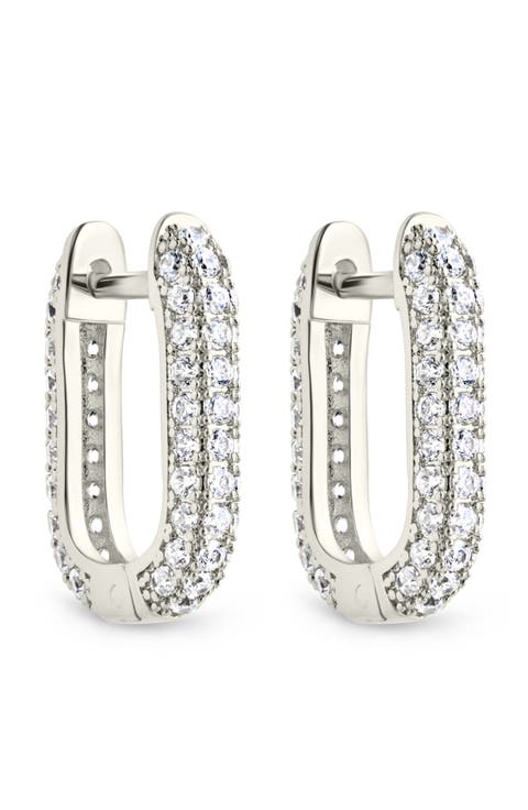 Francesca Cubic Zirconia Rectangular Hoop Earrings
