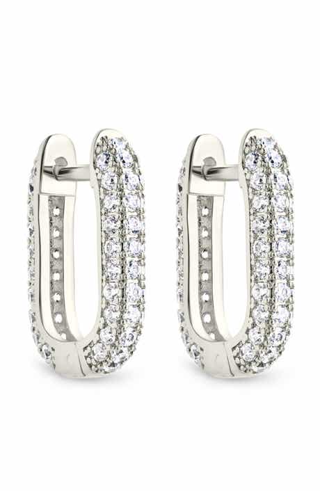 Francesca Cubic Zirconia Rectangular Hoop Earrings
