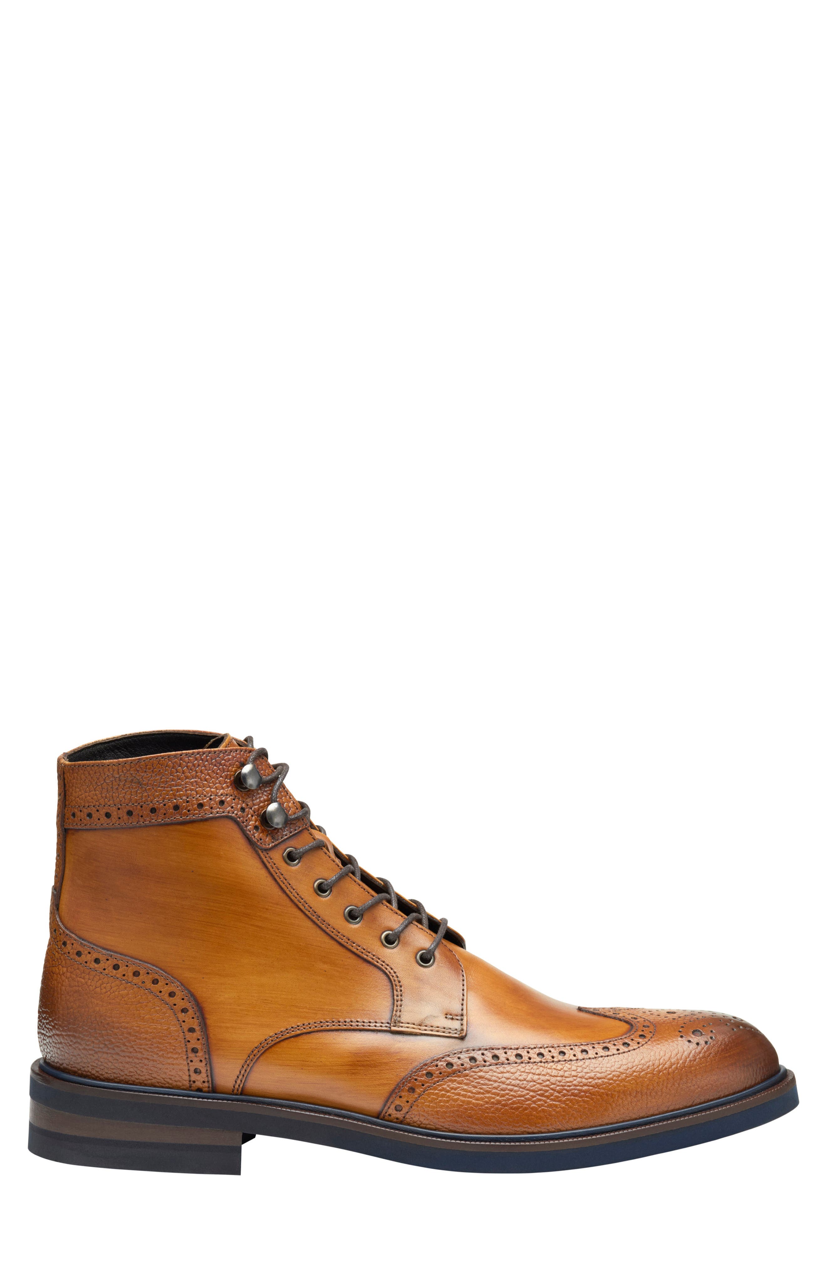 Johnston & Murphy Hartley Wingtip Boot, Alternate, color, Tan Hand-Stained It Calfskin