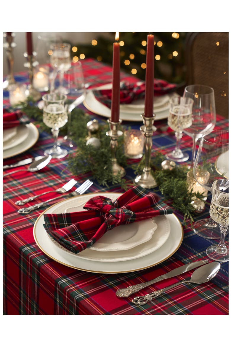 Imperial Tartan Plaid Tablecloth, Alternate, color, RED