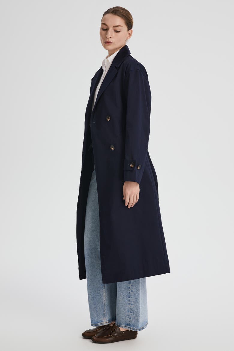 Maxi Oversized Trench Coat, Alternate, color, Navy