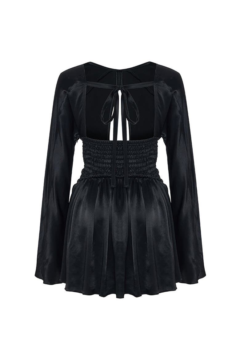 Long Sleeve Mini Dress, Alternate, color, BLACK