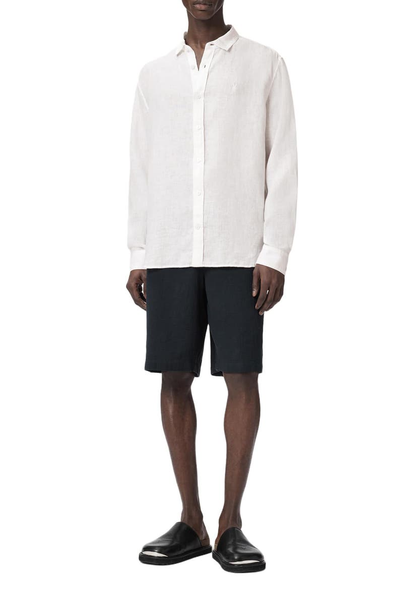 Loom Linen Button-Up Shirt, Alternate, color, WHITE