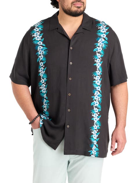 Big & Tall Floral Striped Sport Shirt