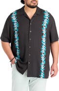 Oak Hill by DXL Big & Tall Floral Striped Sport Shirt