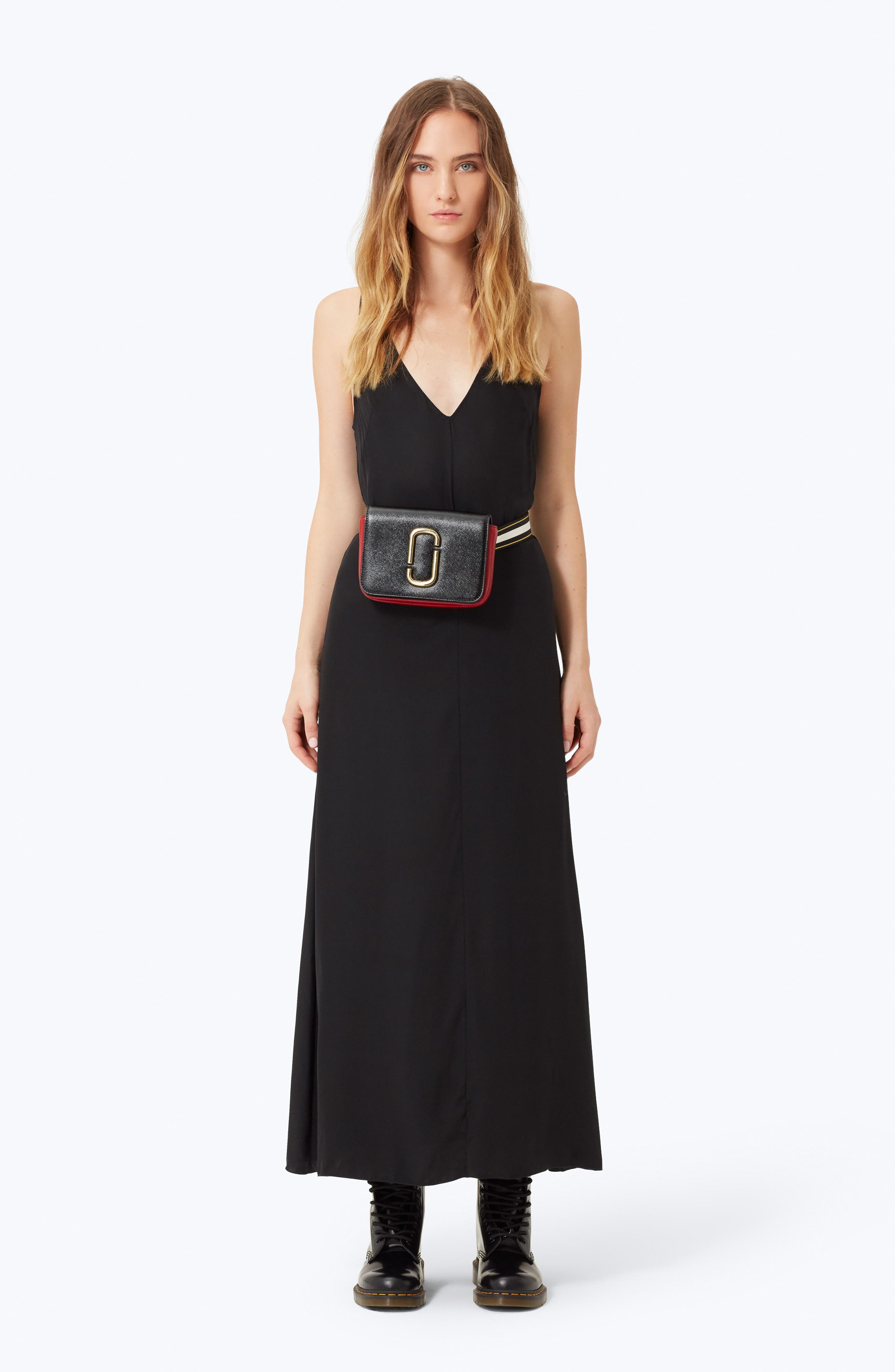 MARC JACOBS Hip Shot Convertible Crossbody Bag, Alternate, color, BLACK/ RED