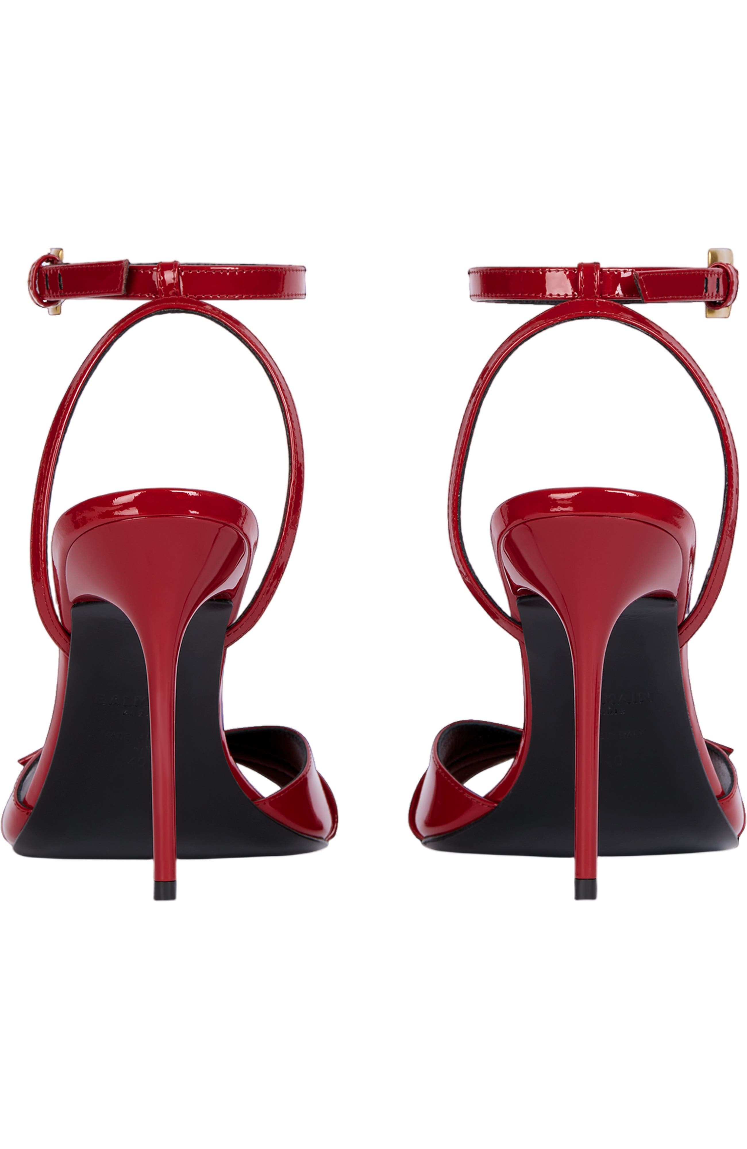 Balmain Anthem sandals in smooth calfskin leather, Alternate, color, Red