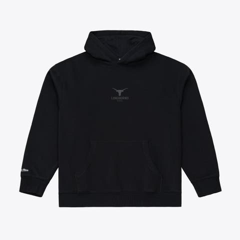 Men's Mitchell & Ness  Black Texas Longhorns Monochrome Icon Fleece Hoodie