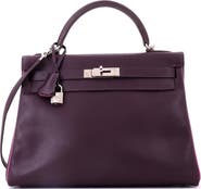 Pre-Owned Hermes Kelly Handbag Bicolor Epsom with Palladium Hardware 32