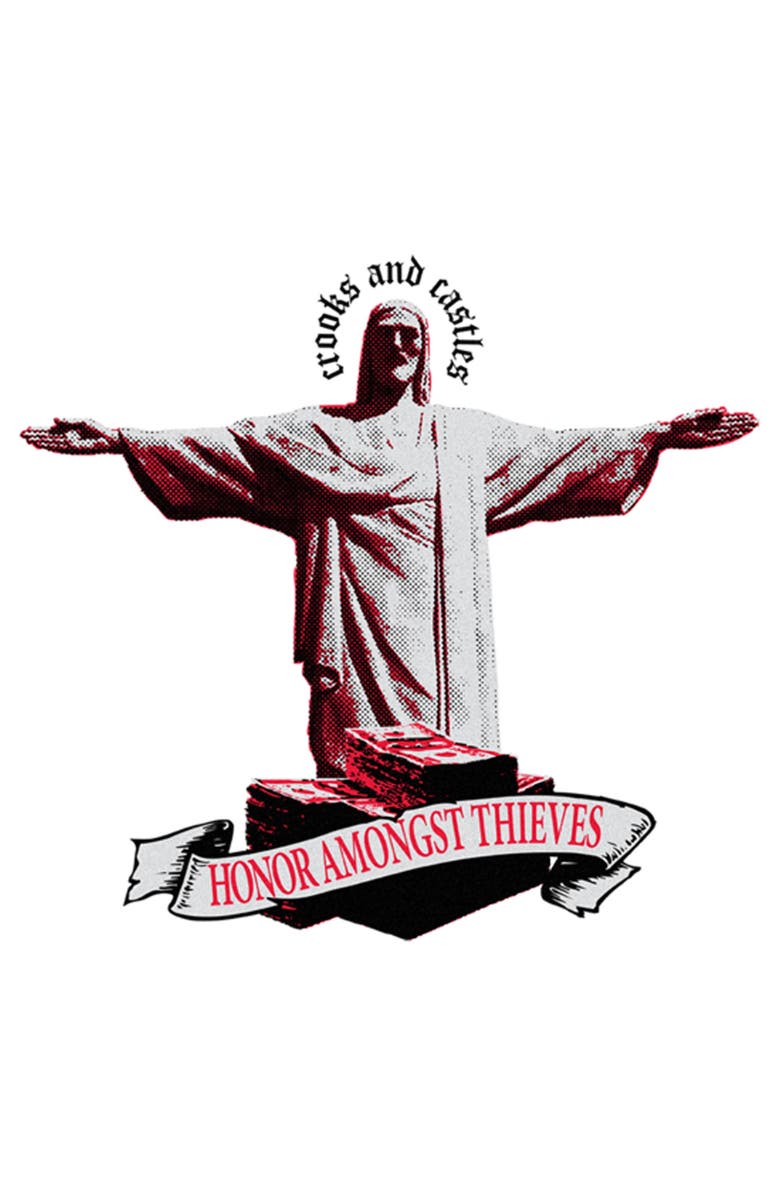 Crooks & Castles Men's Crooks & Castles Honor Amongst Thieves Graphic T-Shirt, Alternate, color, White