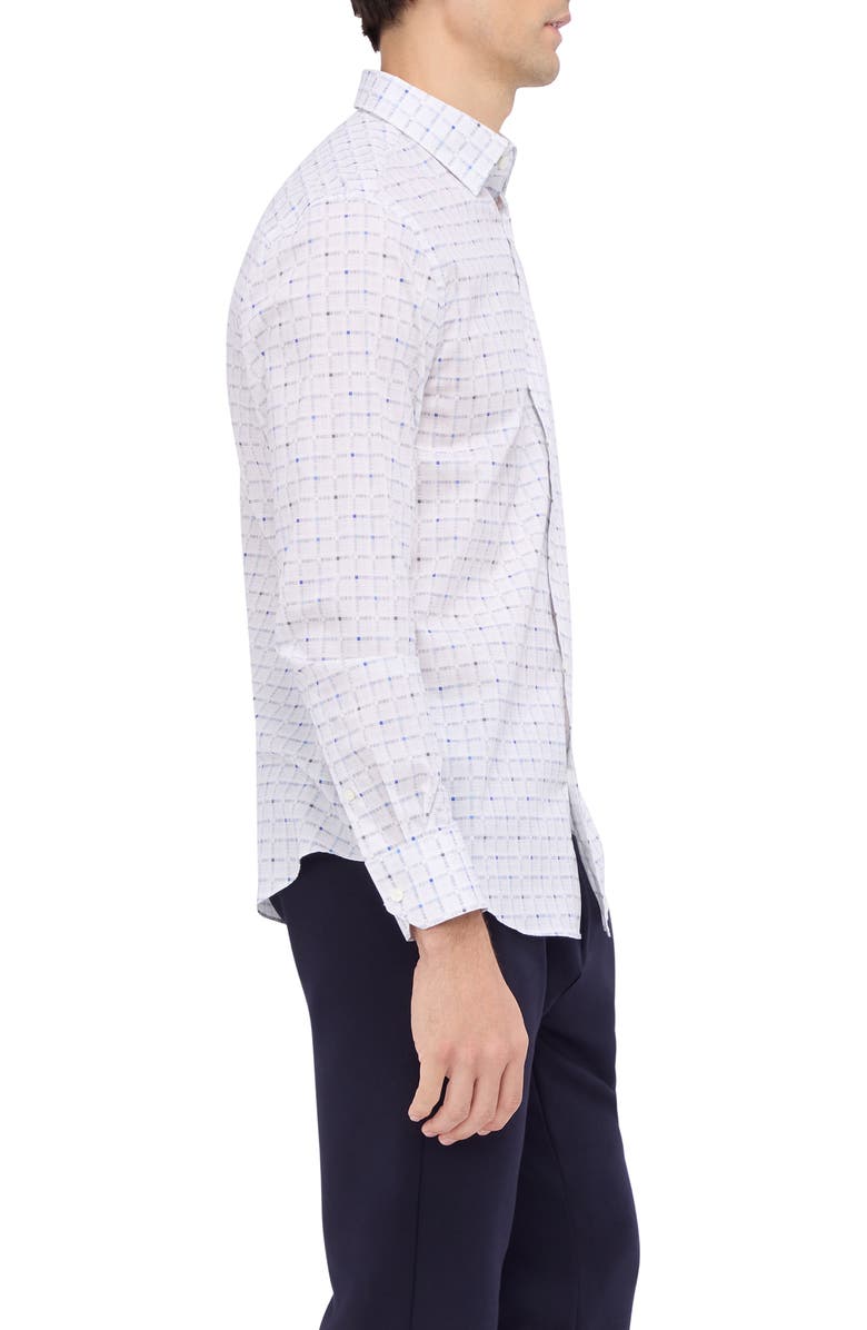 Bugatchi Karl Shaped Fit Check Button-Up Shirt, Alternate, color, White