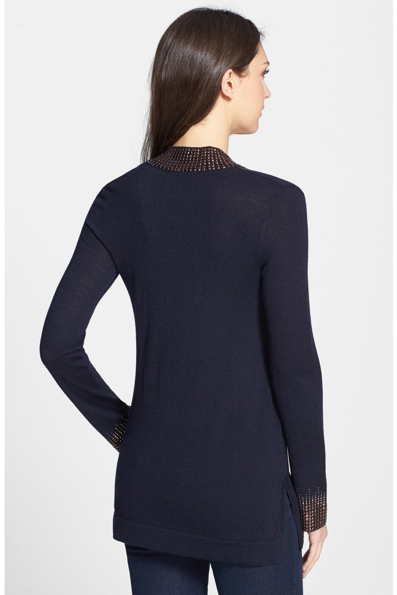 'Mercy' Studded Merino Wool Tunic, Alternate, color, MED NAVY