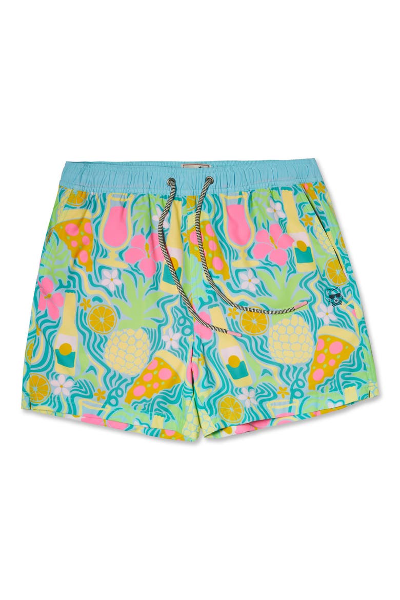 Vacay Vibes Happy Hour 5-Inch Swim Trunks, Main, color, LIGHT BLUE