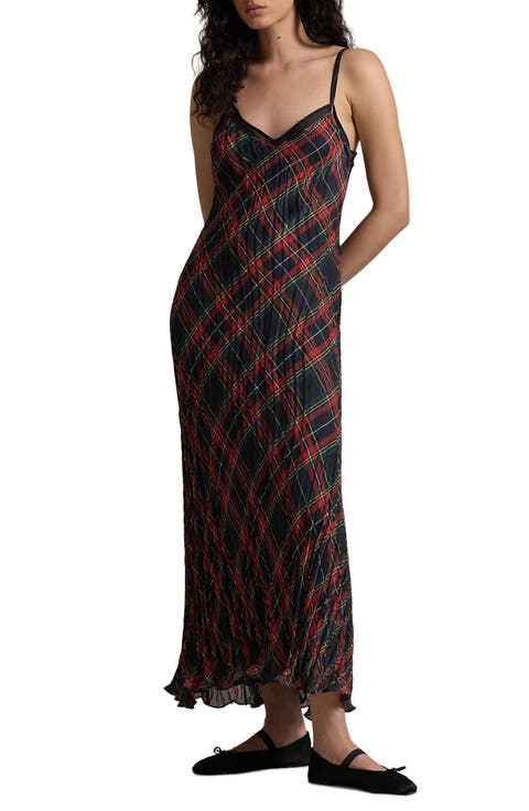 Plaid Shiny Lamé Slipdress