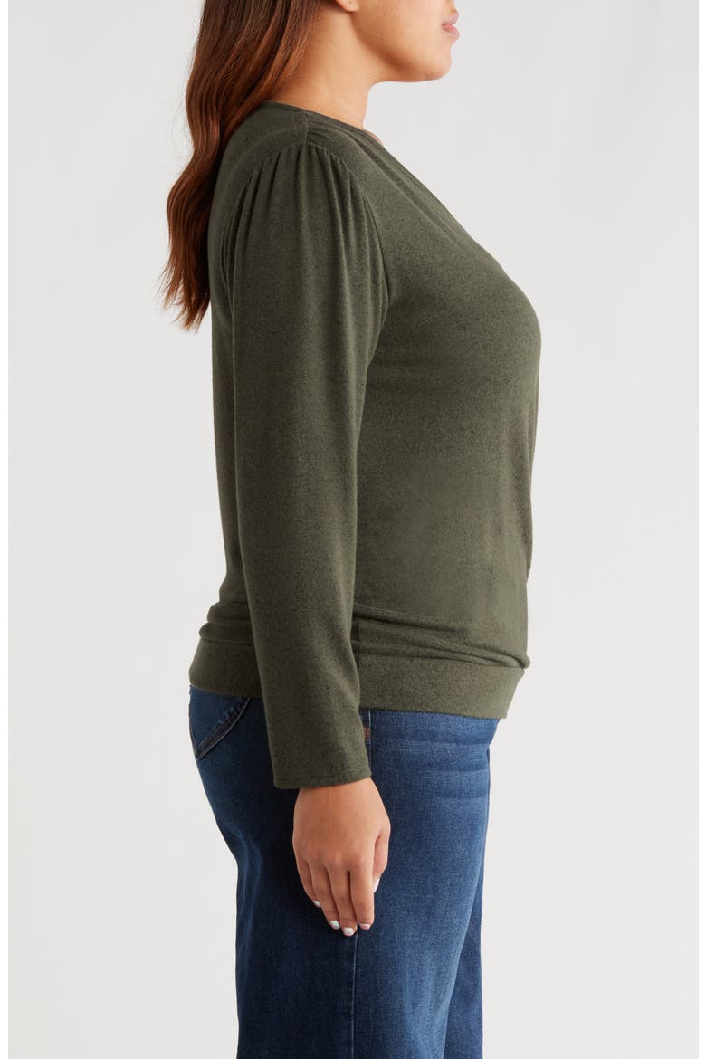 Wrap Front Side Tie Knit Top, Alternate, color, OLIVE