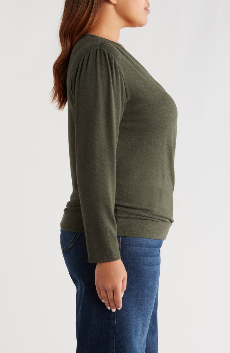 Loveappella Wrap Front Side Tie Knit Top, Alternate, color, Olive