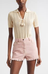 Valentino Cherryfic Open Knit Polo Sweater